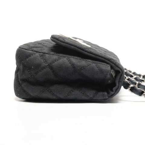 CHANEL Matelass Canvas COCO Mark Flap Chain Serial Number 12 Series 2008-2009 Shoulder Bag black WS27791