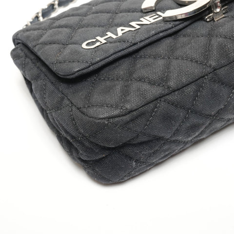 CHANEL Matelass Canvas COCO Mark Flap Chain Serial Number 12 Series 2008-2009 Shoulder Bag black WS27791