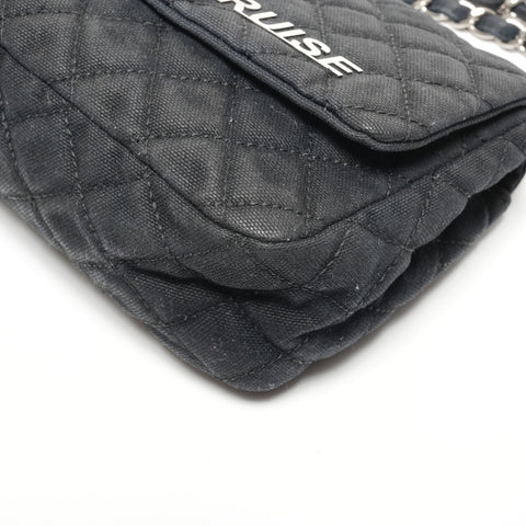 CHANEL Matelass Canvas COCO Mark Flap Chain Serial Number 12 Series 2008-2009 Shoulder Bag black WS27791