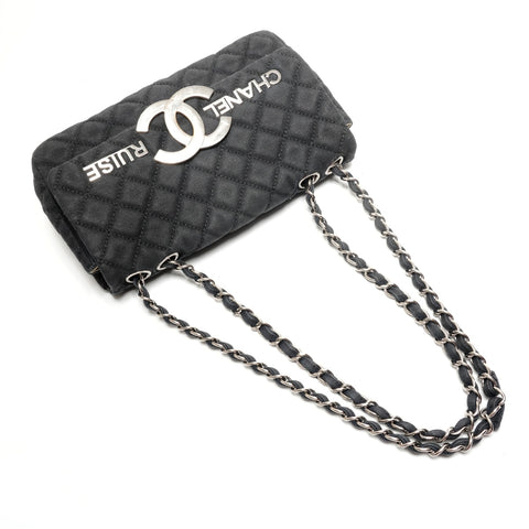 CHANEL Matelass Canvas COCO Mark Flap Chain Serial Number 12 Series 2008-2009 Shoulder Bag black WS27791