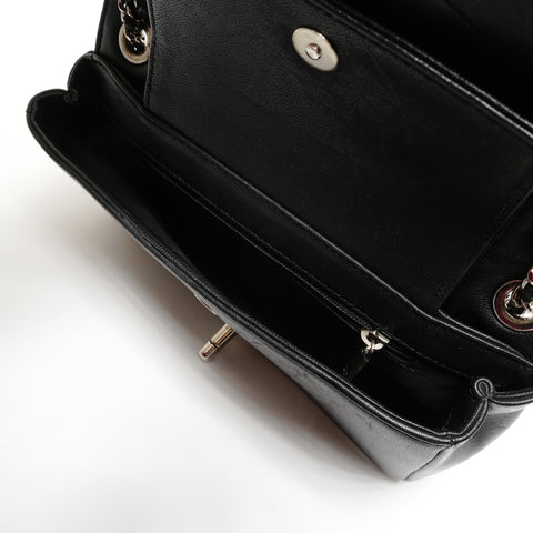 CHANEL Item No. 24, 2016-2017, Lambskin Double Flap Check Shoulder Bag black WS27793