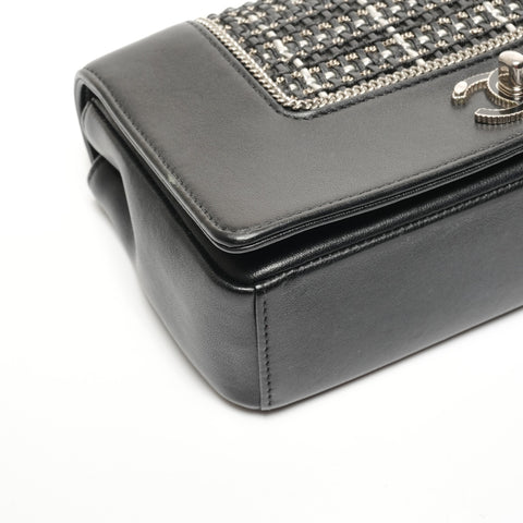 CHANEL Item No. 24, 2016-2017, Lambskin Double Flap Check Shoulder Bag black WS27793