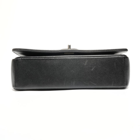 CHANEL Item No. 24, 2016-2017, Lambskin Double Flap Check Shoulder Bag black WS27793