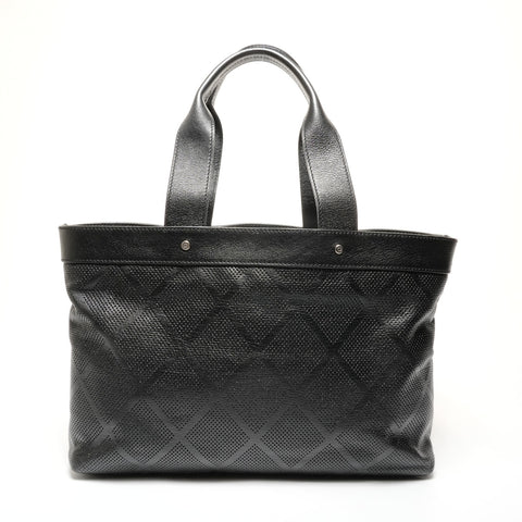 CHANEL Perforated large COCO Mark leather, serial number 11, 2007-2008 Tote Bag black WS27794