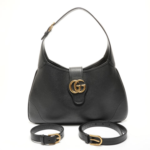GUCCI 726274 Double G One Belt Aphrodite Medium Shoulder Bag black WS27796