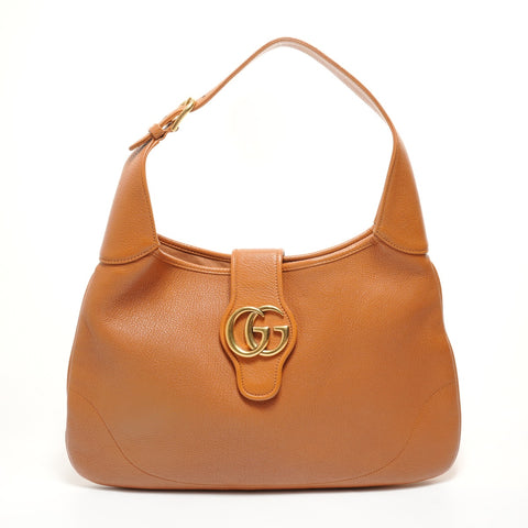 GUCCI 726274 Double G One Belt Aphrodite Medium Shoulder Bag Brown WS27799