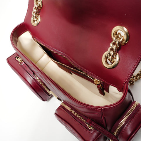 GUCCI GG Marmont Multi-Pocket Chain Shoulder Bag Red WS27803