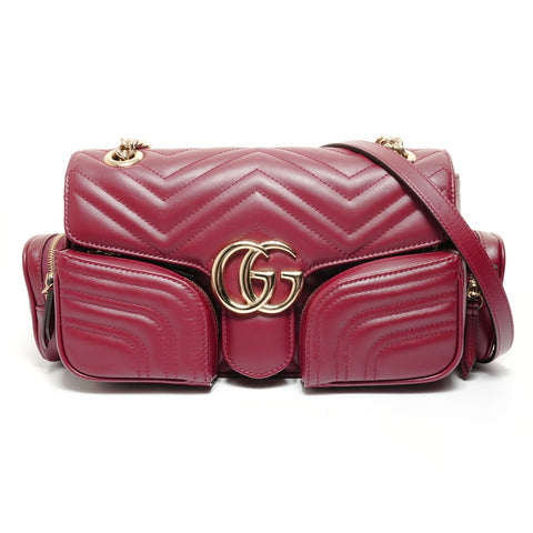 GUCCI GG Marmont Multi-Pocket Chain Shoulder Bag Red WS27803