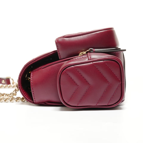 GUCCI GG Marmont Multi-Pocket Chain Shoulder Bag Red WS27803