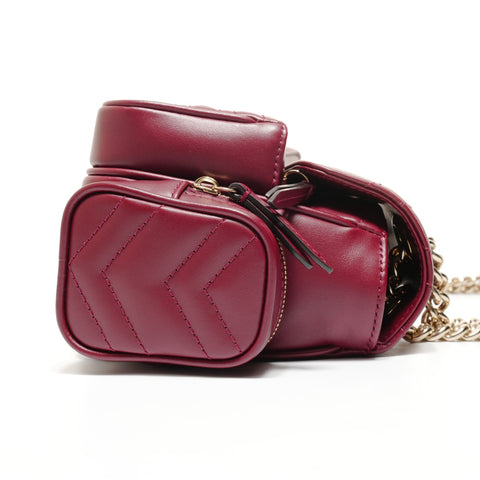 GUCCI GG Marmont Multi-Pocket Chain Shoulder Bag Red WS27803