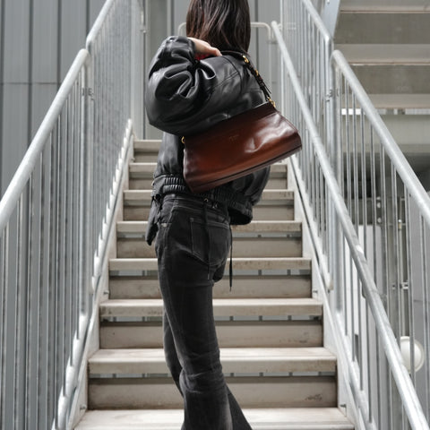 PRADA Enchan Medium Shoulder Bag Brown WS27805