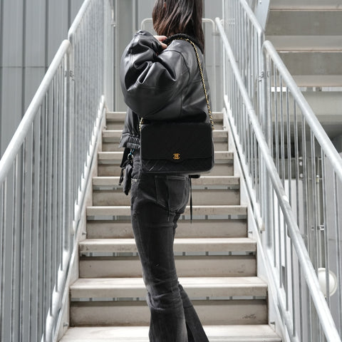 CHANEL Series 0 Matelassé Shoulder Bag black WS27807