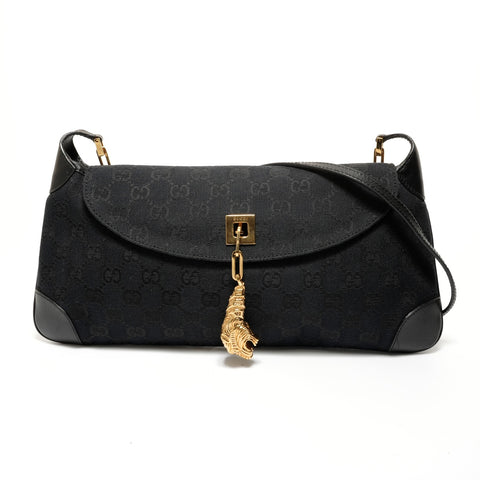 GUCCI GG Canvas Tiger One Belt Shoulder Bag black WS27811