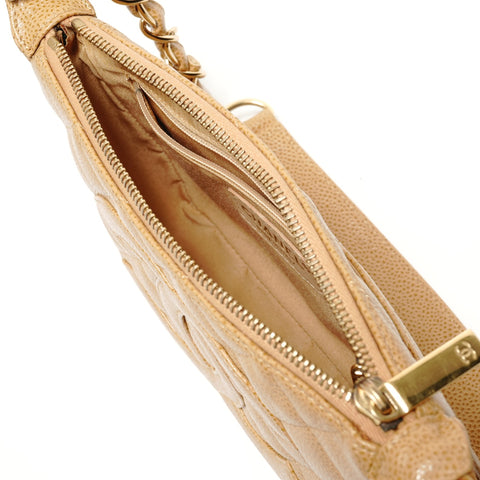 CHANEL Table #8 Caviar Skin COCO Mark Shoulder Bag beige WS27812