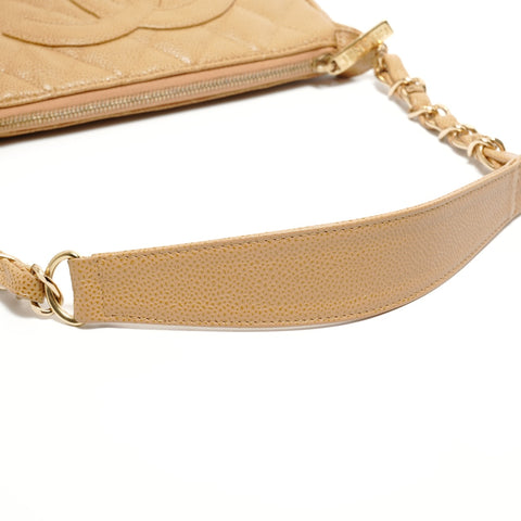 CHANEL Table #8 Caviar Skin COCO Mark Shoulder Bag beige WS27812