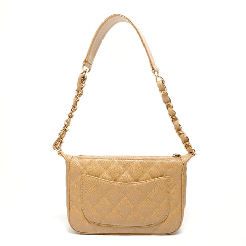 CHANEL Table #8 Caviar Skin COCO Mark Shoulder Bag beige WS27812