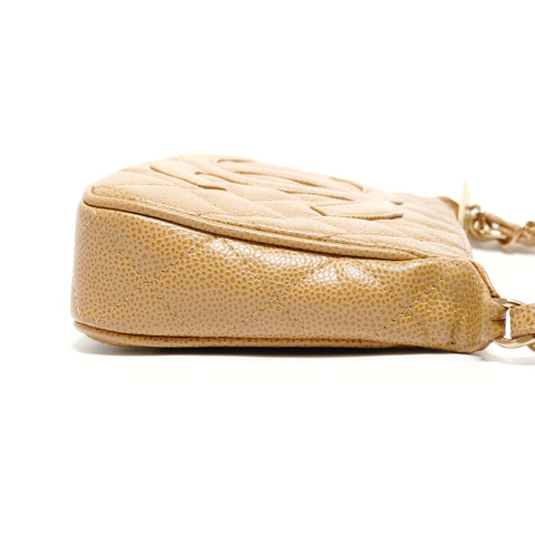 CHANEL Table #8 Caviar Skin COCO Mark Shoulder Bag beige WS27812