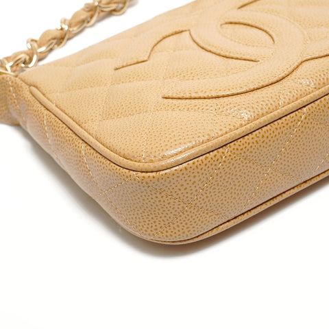 CHANEL Table #8 Caviar Skin COCO Mark Shoulder Bag beige WS27812