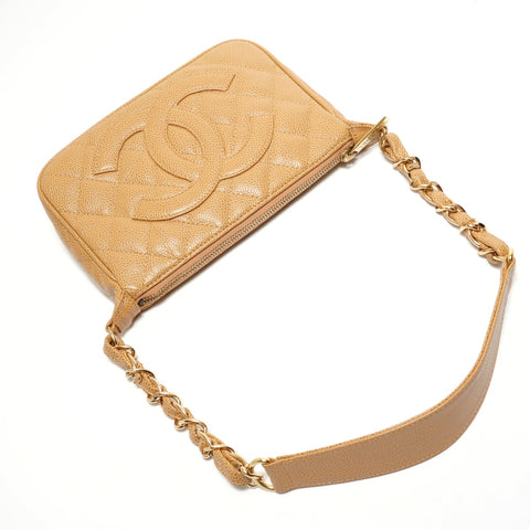 CHANEL Table #8 Caviar Skin COCO Mark Shoulder Bag beige WS27812