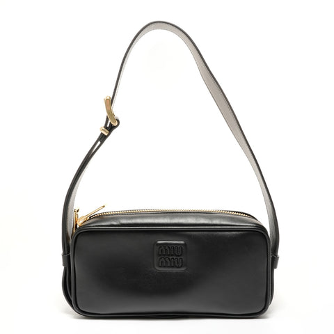 Miu Miu leather logo Shoulder Bag black WS27814