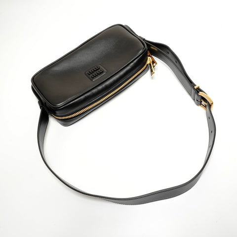 Miu Miu leather logo Shoulder Bag black WS27814