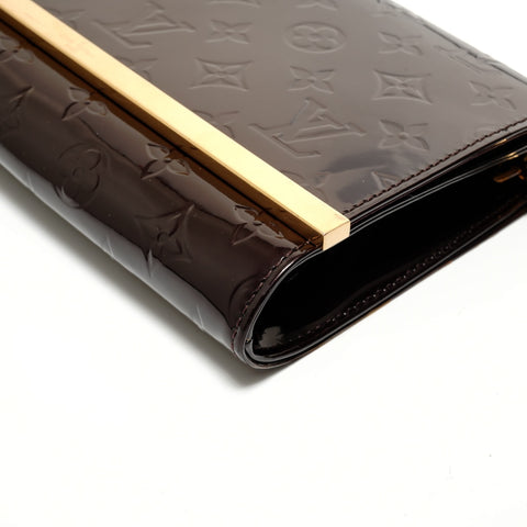 LOUIS VUITTON 2016 Vernis Clutch Ana Shoulder Bag Brown WS27816