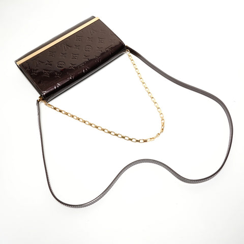 LOUIS VUITTON 2016 Vernis Clutch Ana Shoulder Bag Brown WS27816