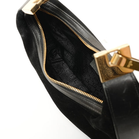 GUCCI suede Shoulder Bag black WS27818