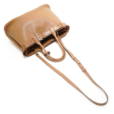 PRADA Buckle leather Handbag Brown WS27820