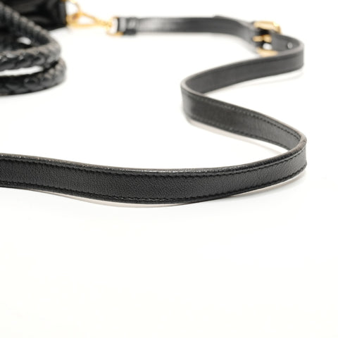 PRADA Nylon Gathered Ribbon Handbag black WS27822