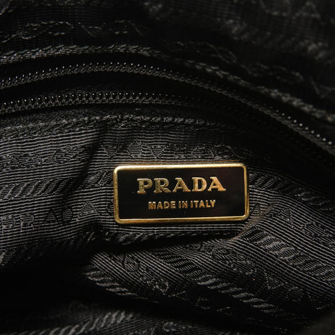 PRADA Nylon Gathered Ribbon Handbag black WS27822