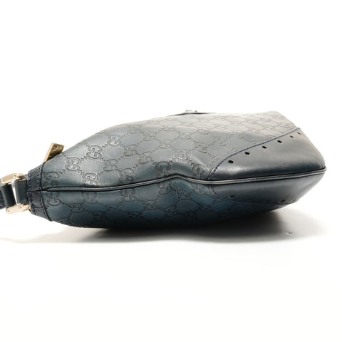 GUCCI GG Shima Leather Shoulder Bag Navy WS27823