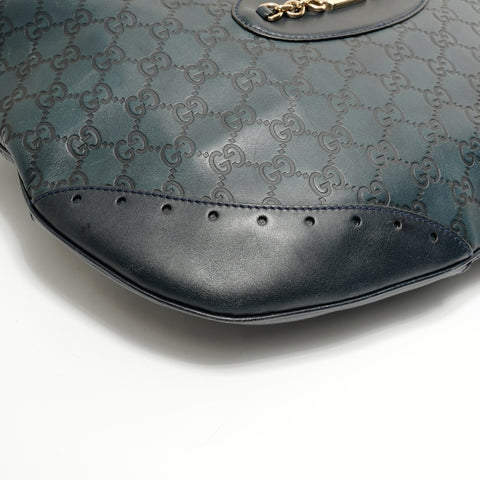 GUCCI GG Shima Leather Shoulder Bag Navy WS27823