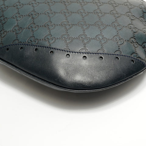 GUCCI GG Shima Leather Shoulder Bag Navy WS27823