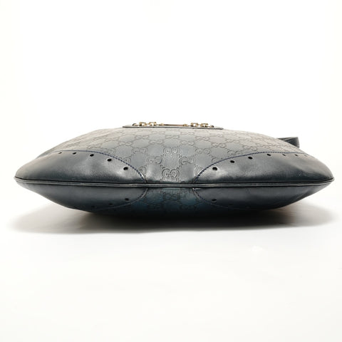 GUCCI GG Shima Leather Shoulder Bag Navy WS27823