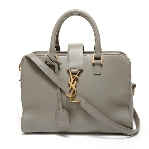 YVES SAINT LAURENT YSL Logo Baby Cabas 2-way Handbag gray WS27825