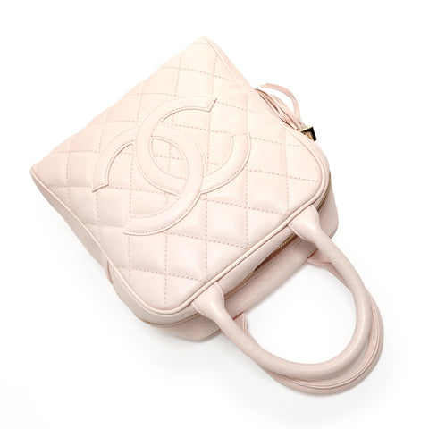 CHANEL Table #9 COCO Mark Caviar Skin Handbag pink WS27826