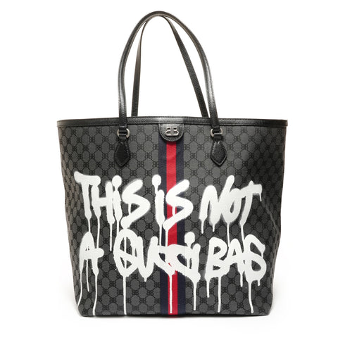 BALENCIAGA Gucci The Hacker Graffiti Large Tote Bag black WS27830