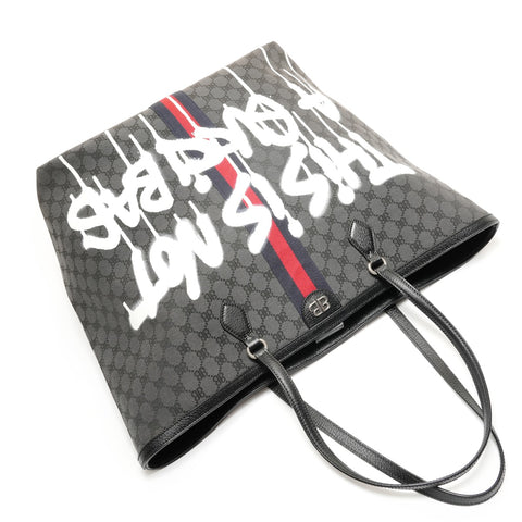 BALENCIAGA Gucci The Hacker Graffiti Large Tote Bag black WS27830