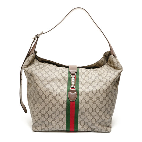 GUCCI New Jackie GG Supreme Sherry Line Shoulder Bag Brown WS27831