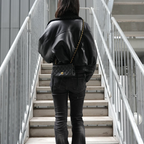 CHANEL Unit 1 Full Flap Chain Shoulder Bag black WS27840