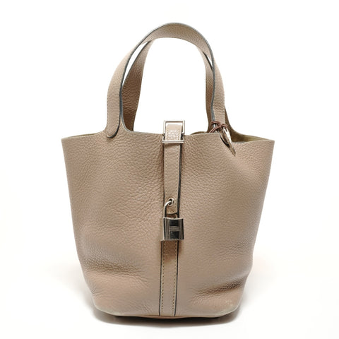 HERMES Picotin Lock PM � P Taurillon Clemence Handbag beige WS27842