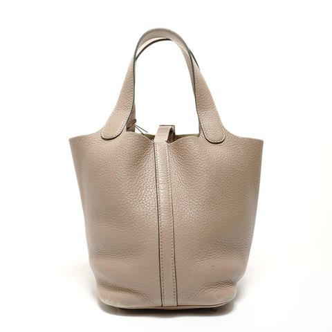HERMES Picotin Lock PM � P Taurillon Clemence Handbag beige WS27842