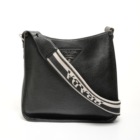 PRADA leather Shoulder Bag black WS27843