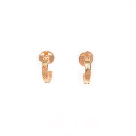 CARTIER Love Small Hoop Earrings 18K 750 Pink Gold Pierce gold WS27857