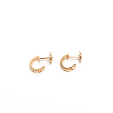 CARTIER Love Small Hoop Earrings 18K 750 Pink Gold Pierce gold WS27857