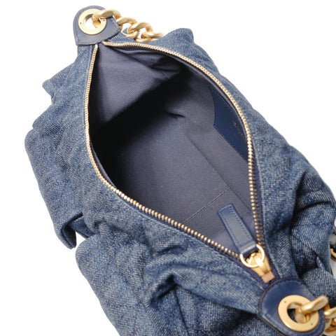 CHANEL 2022-2025 Matelass Hobo Chain Shoulder Bag Denim Shoulder Bag Navy WS27858