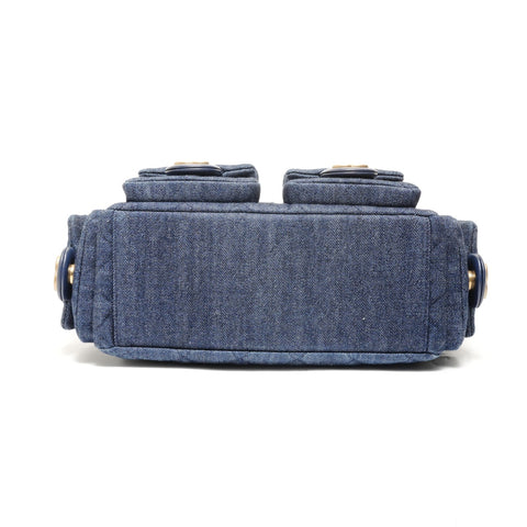 CHANEL 2022-2025 Matelass Hobo Chain Shoulder Bag Denim Shoulder Bag Navy WS27858