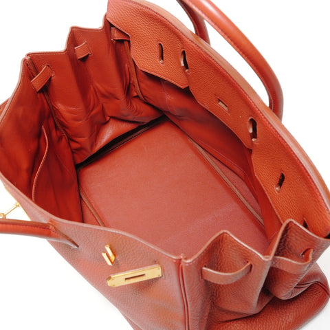 HERMES Birkin 40 Togo □D Rouge Handbag Red WS27861