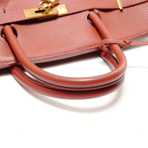 HERMES Birkin 40 Togo □D Rouge Handbag Red WS27861